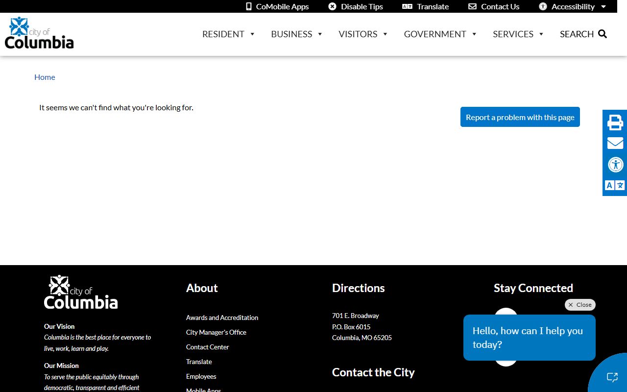 Columbia Police Department public records and contact information
