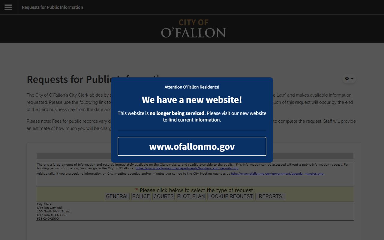 O'Fallon public records request page