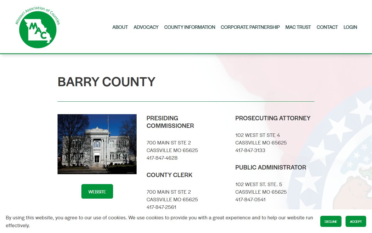 Barry County Missouri Association of Counties public records page