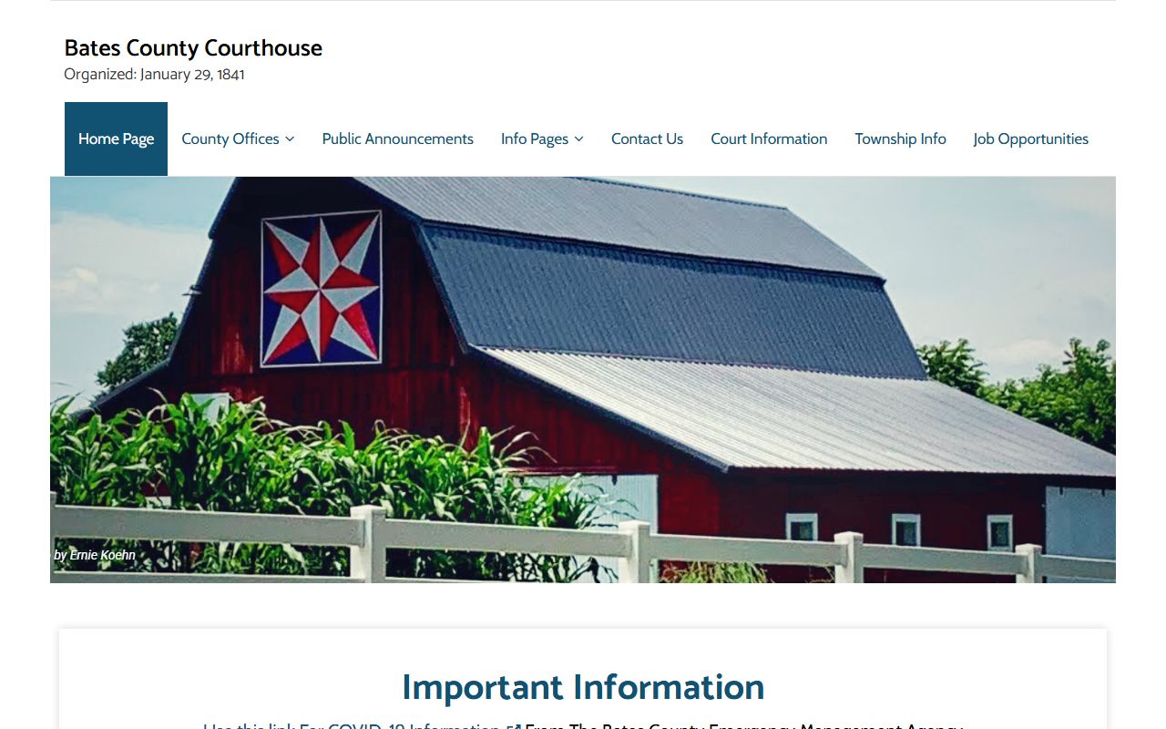 Bates County Missouri government website for public records