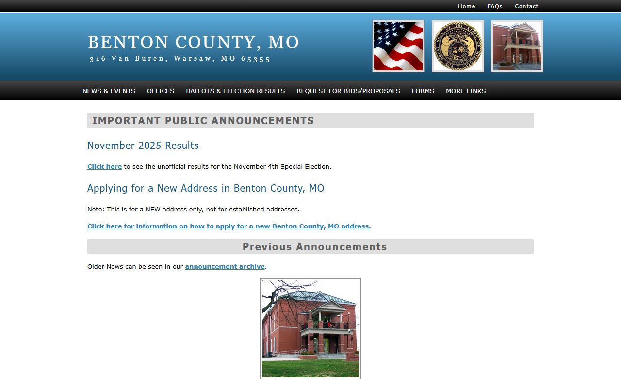 Benton County Missouri government website for public records