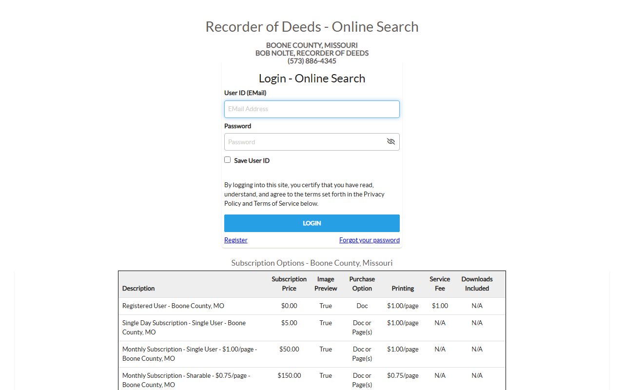 Boone County Missouri online public records search portal