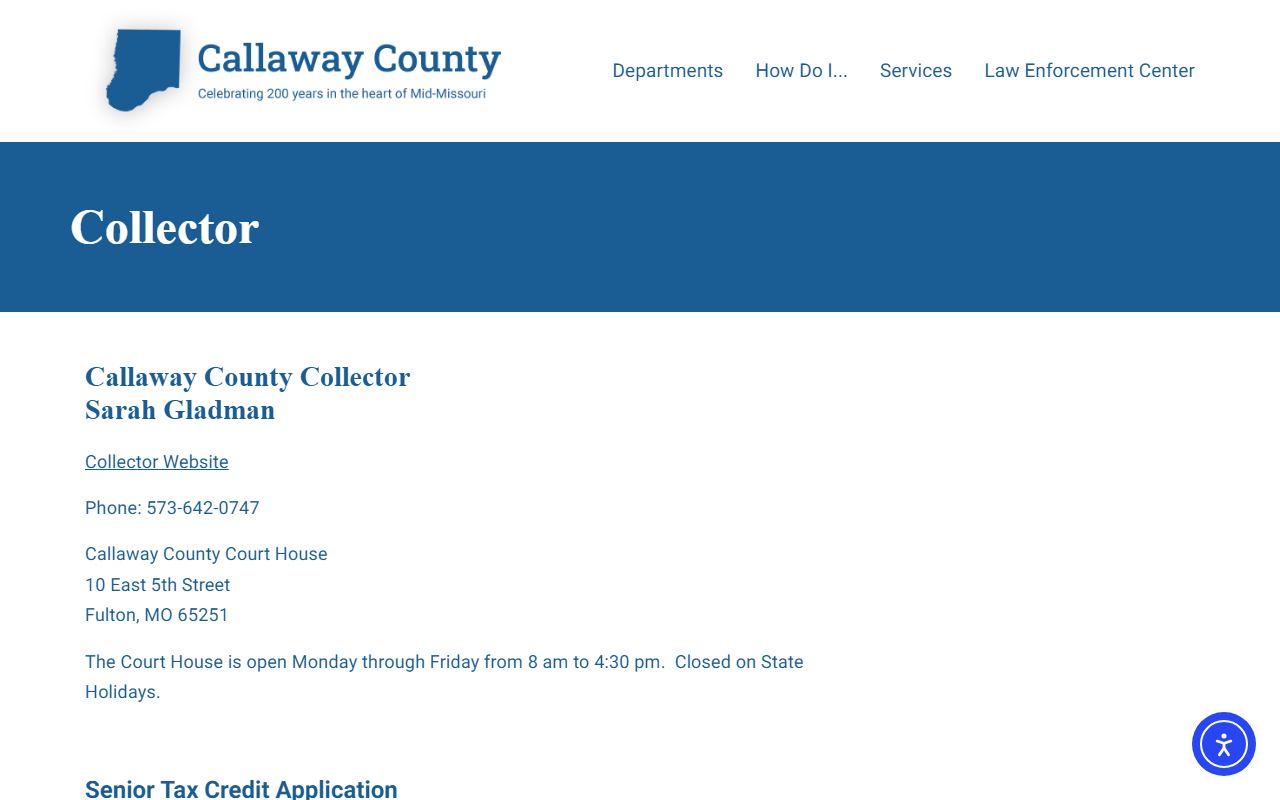 Callaway County Missouri Collector office for tax public records