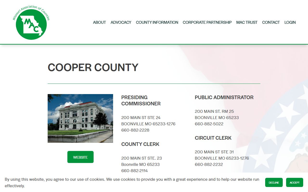 Cooper County Missouri public records profile on Missouri Association of Counties
