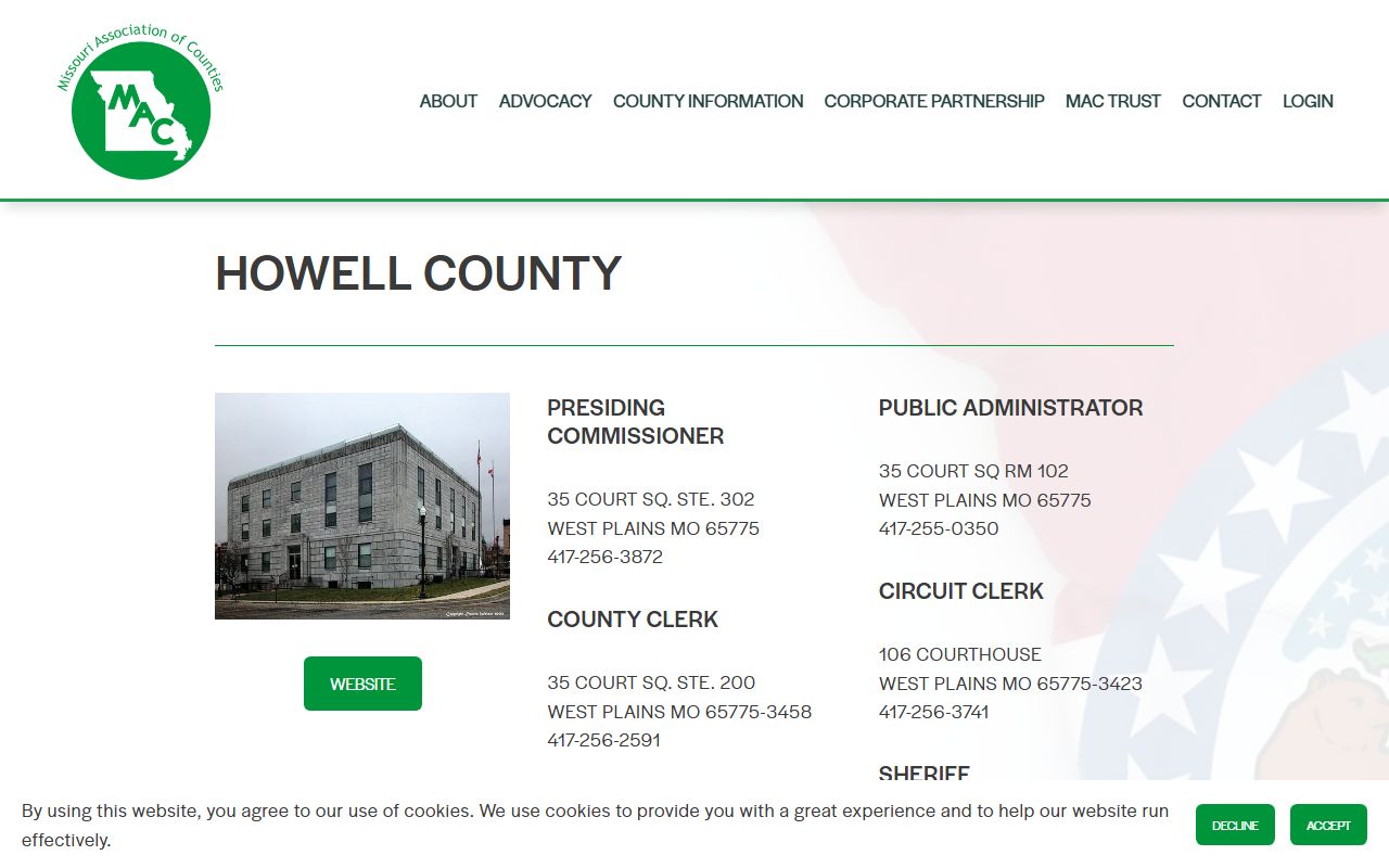 Missouri Association of Counties Howell County public records profile
