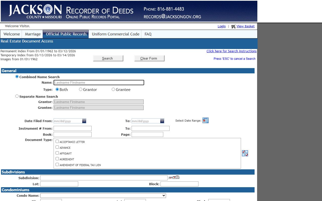 Jackson County online property records search portal
