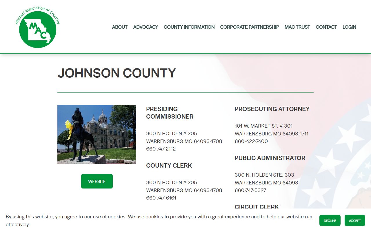 Missouri Association of Counties Johnson County public records profile