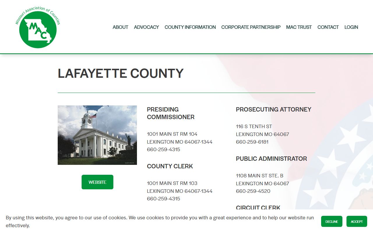 Lafayette County Missouri public records profile through Missouri Association of Counties