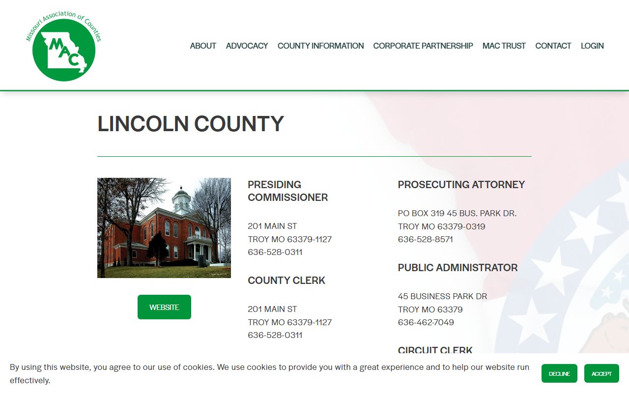 Lincoln County Missouri public records profile through Missouri Association of Counties