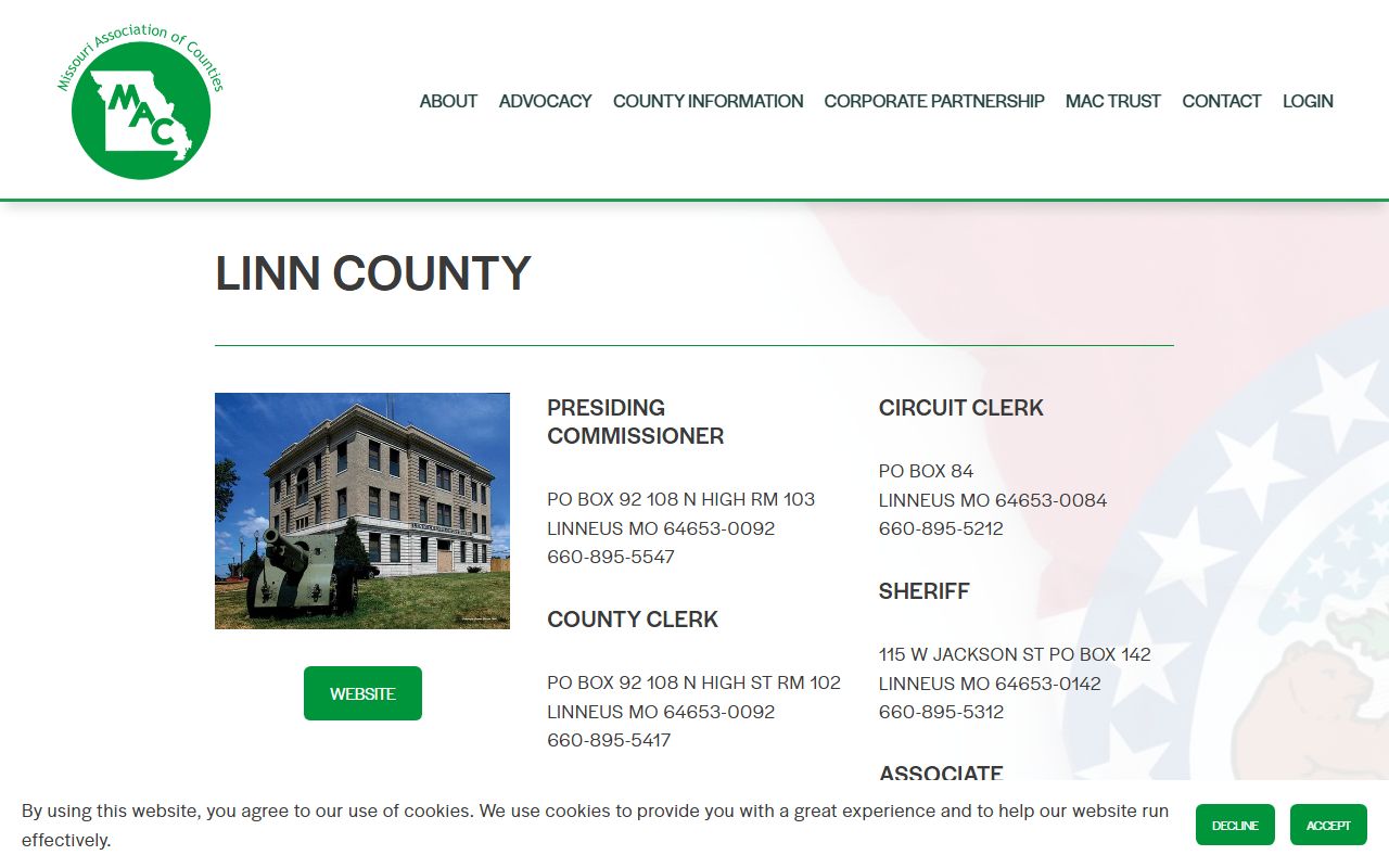 Linn County Missouri public records profile through Missouri Association of Counties