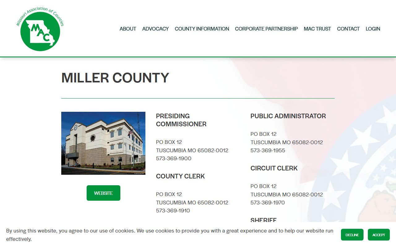 Miller County Missouri public records profile from Missouri Association of Counties
