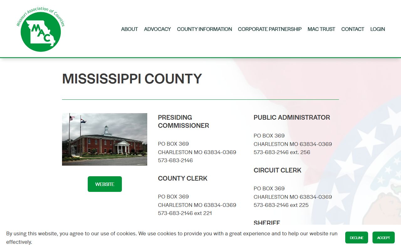 Mississippi County Missouri public records profile from Missouri Association of Counties