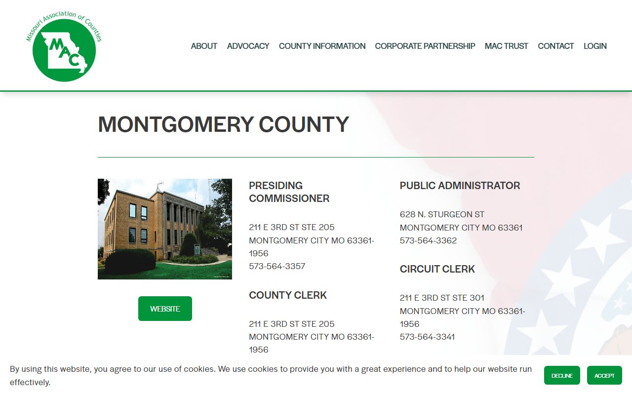 Montgomery County Missouri public records profile from Missouri Association of Counties