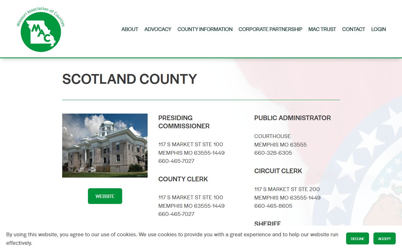 Scotland County Missouri Association of Counties profile for public records