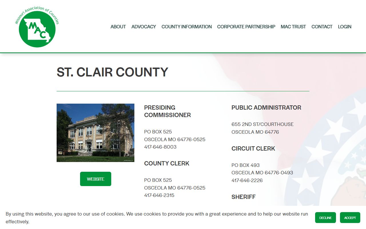 St. Clair County Missouri public records through Missouri Association of Counties