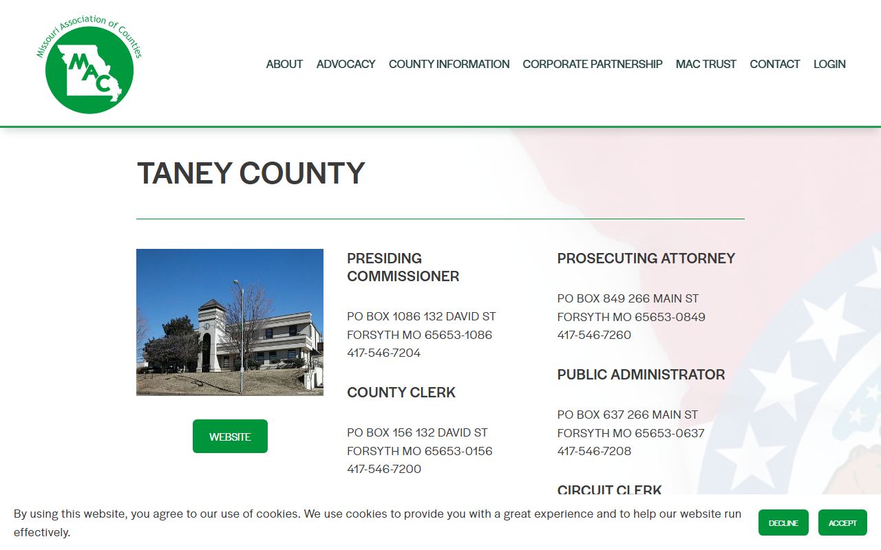 Taney County Missouri public records through Missouri Association of Counties