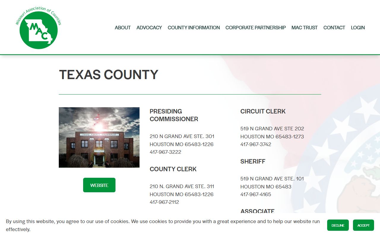 Texas County Missouri public records through Missouri Association of Counties