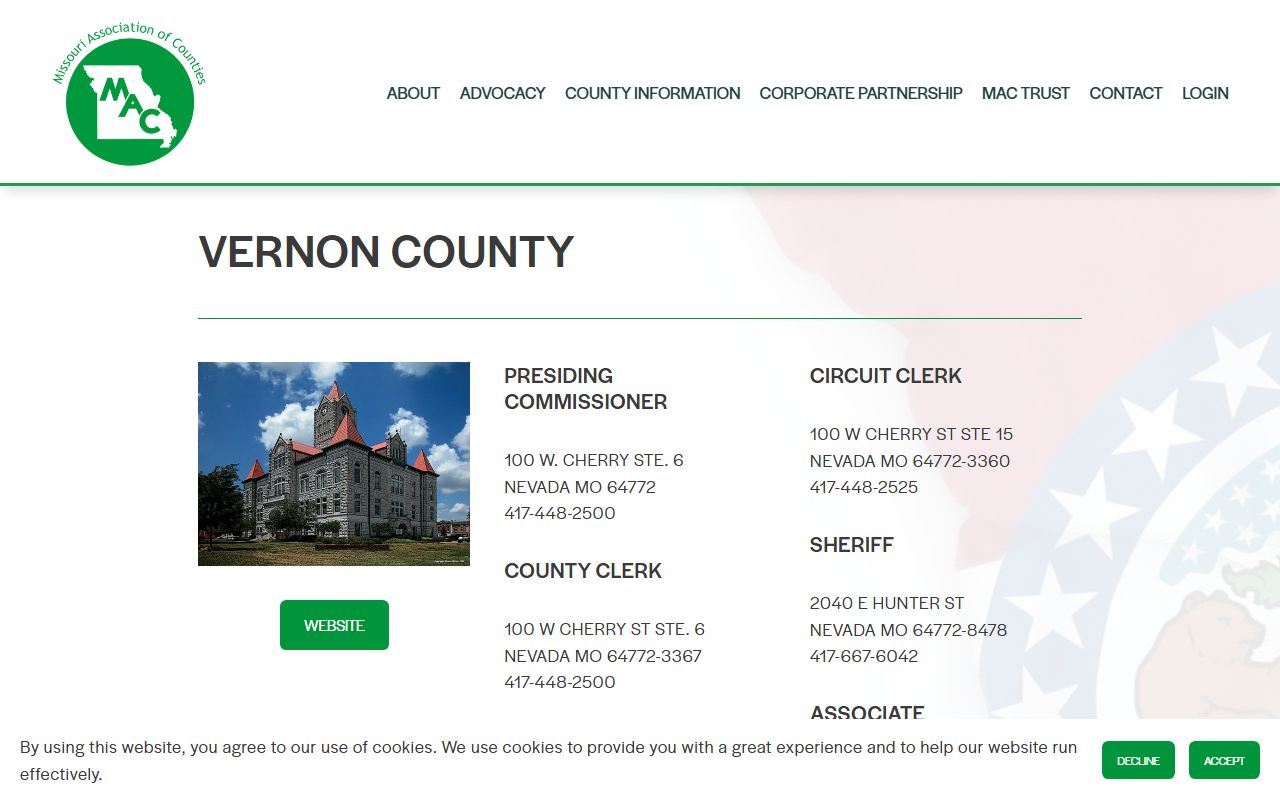 Vernon County Missouri public records through Missouri Association of Counties