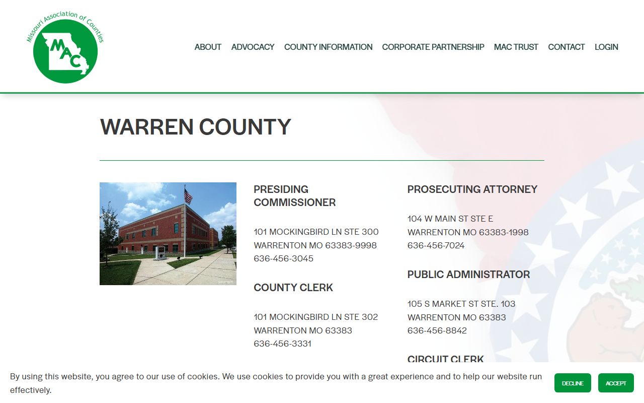 Warren County Missouri public records through Missouri Association of Counties