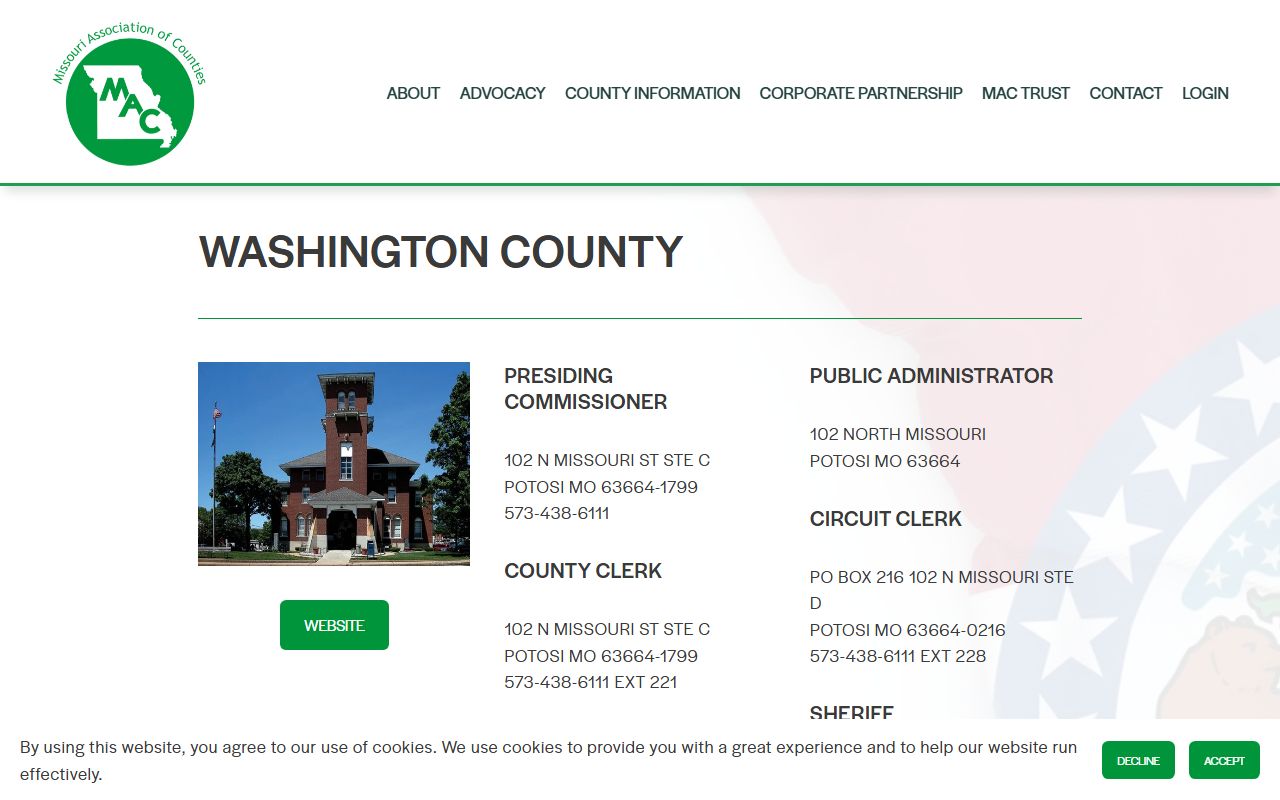 Washington County Missouri public records through Missouri Association of Counties