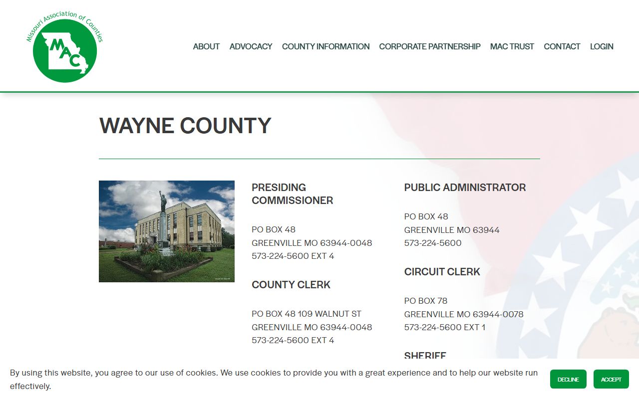 Wayne County Missouri public records through Missouri Association of Counties
