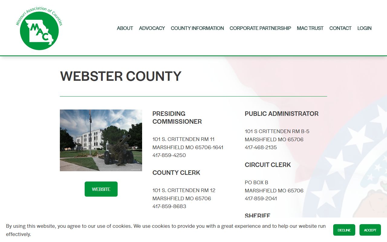 Webster County Missouri public records through Missouri Association of Counties