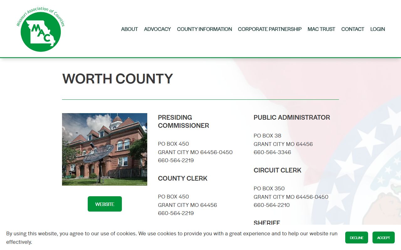 Worth County Missouri public records through Missouri Association of Counties