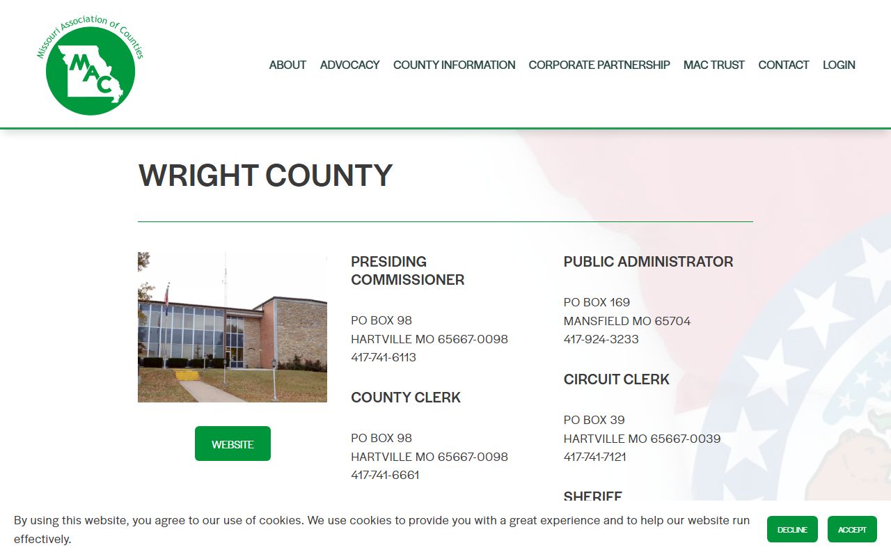 Wright County Missouri public records through Missouri Association of Counties
