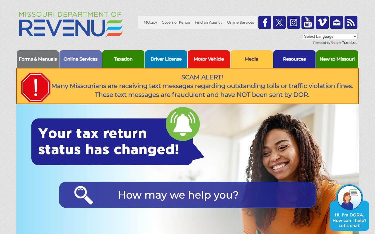 Missouri Department of Revenue motor vehicle and driver licensing records